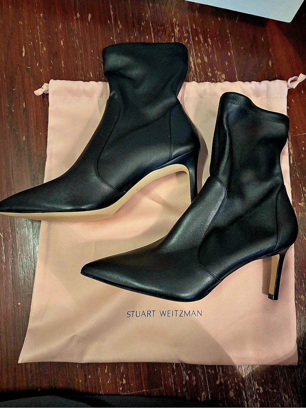 Stuart Weitzman Stuart Power Bootie Black Pointed-Toe Ankle Boots